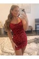 Purchase Spaghetti Straps Criss Cross Back Sleeveless Short Velvet Sequin Prom Dress