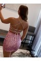 Purchase Spaghetti Straps Sleeveless Short Velvet Sequin Prom Dress
