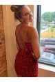 Purchase V-Neck Sleeveless Short Velvet Sequins Prom Dress