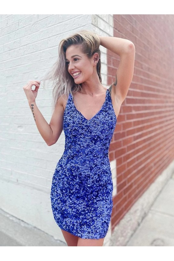 Purchase Short Velvet Sequin V-Neck Sleeveless Prom Dress