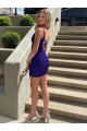 Purchase Short V-Neck Sleeveless Velvet Sequin Prom Dress