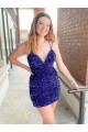 Purchase Sleeveless Short Velvet Sequin V-Neck Prom Dress