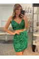 Purchase V-Neck Sleeveless Short Velvet Sequin Prom Cocktail Dress
