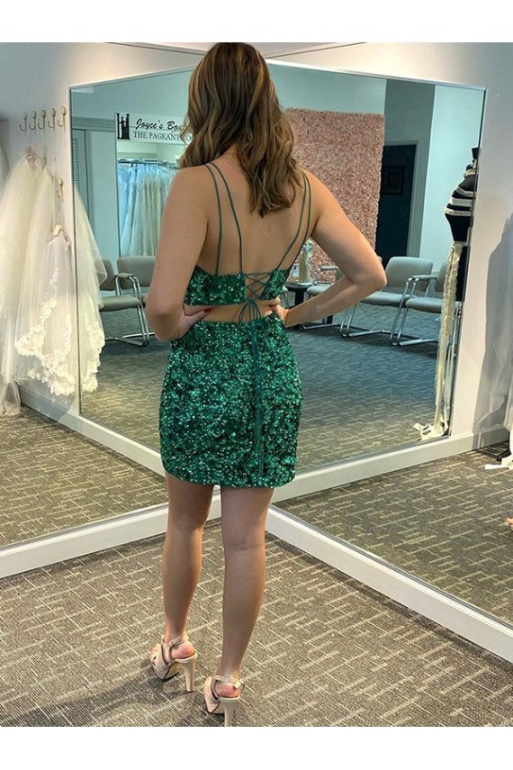 Purchase V-Neck Sleeveless Short Velvet Sequin Prom Cocktail Dress