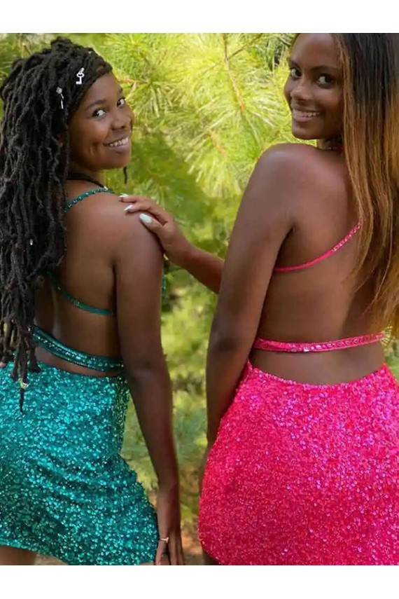 Purchase V-Neck Sleeveless Short Velvet Sequin Cocktail Dress