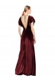 Purchase Flutter Sleeves Open Back Long Velvet Prom Dress