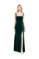Purchase Square Neck Full Length Velvet Prom Dress with Side Slit