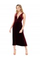 Purchase Daring Plunging V-Neckline Short Midi Length Velvet Cocktail Prom Dress / Homecoming Dress