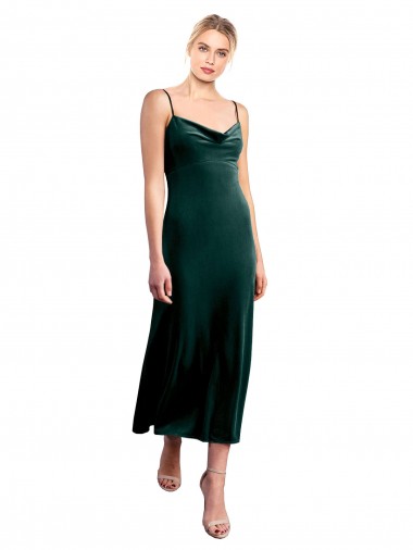 Purchase Midi Length Cowl Neck Velvet Slip Cocktail Prom Dress / Homecoming Dress