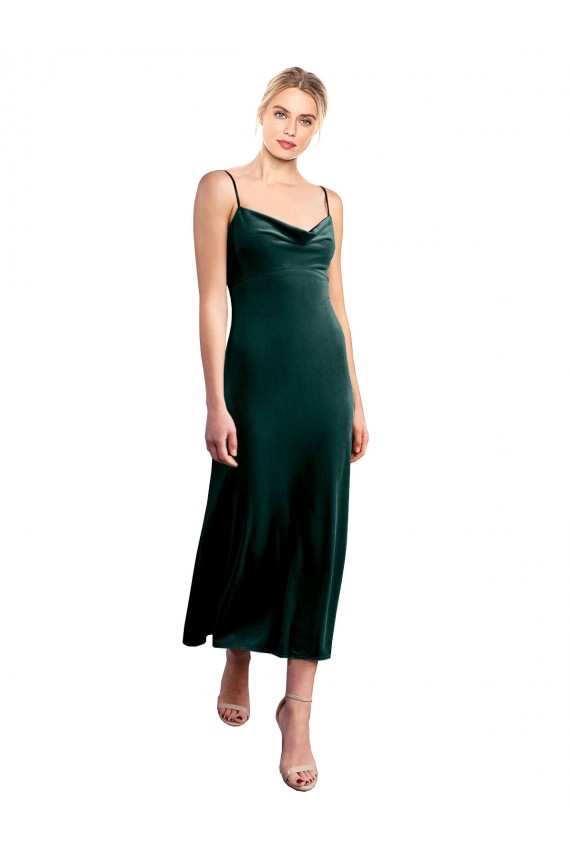 Purchase Midi Length Cowl Neck Velvet Slip Cocktail Prom Dress / Homecoming Dress
