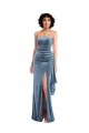 Purchase Strapless Velvet Maxi Prom Dress with Draped Skirt