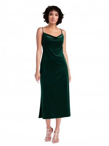 Purchase Midi Length Cowl Neck Velvet Short Slip Cocktail Prom Dress / Homecoming Dress