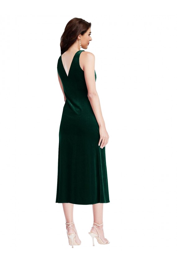 Purchase Cowl Neck Velvet Midi Length Cocktail Prom Dress / Homecoming Dress