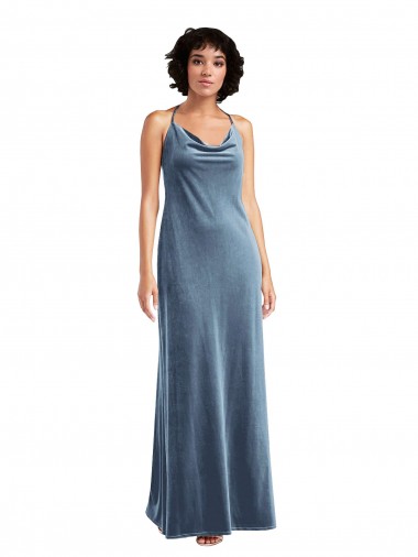 Purchase Cowl Neck Velvet Maxi Slip Prom Dress