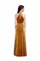 Purchase High-Neck Halter Velvet Maxi Prom Dress with Front Slit