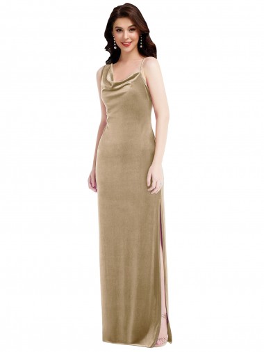 Purchase Asymmetrical One Shoulder Velvet Maxi Slip Prom Dress