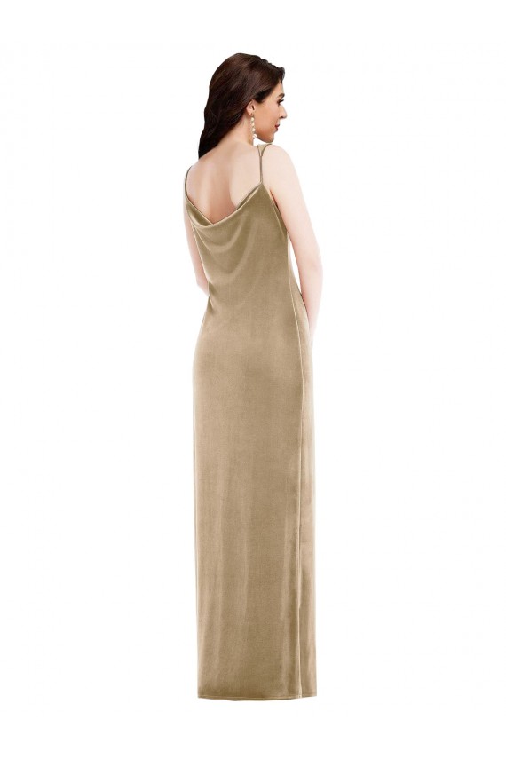 Purchase Asymmetrical One Shoulder Velvet Maxi Slip Prom Dress