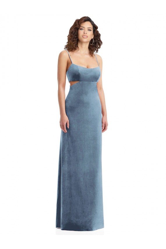 Purchase Spaghetti Strap Long Full Length Velvet Maxi Prom Dress