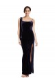 Purchase Long Velvet Prom Dress with Side Thigh Split and Shoulder Tie