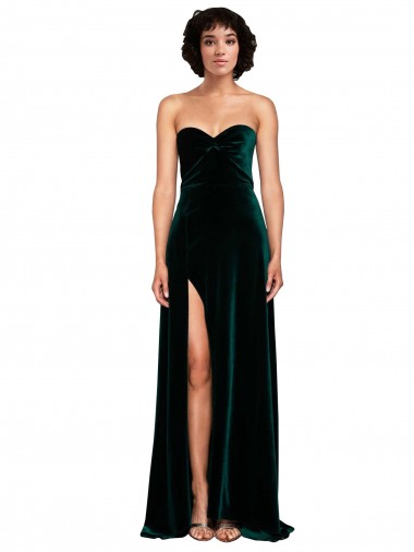 Purchase Sweetheart Fluid Velvet Prom Dress with High Split