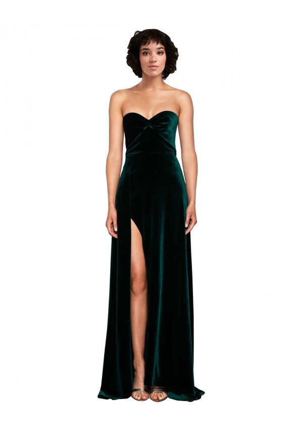 Purchase Sweetheart Fluid Velvet Prom Dress with High Split