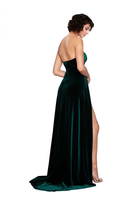 Purchase Sweetheart Fluid Velvet Prom Dress with High Split